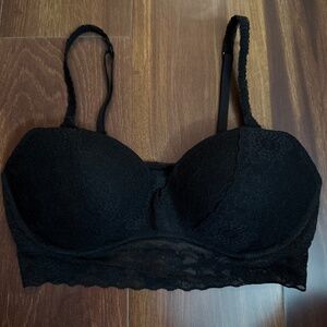 PINK Victoria’s Secret Lace Black Underwire Pull over Bralette Size Medium A-C